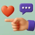 3D digital illustration of two hands forming a heart shape, symbolizing love, empathy, and inclusion, on a clean background.